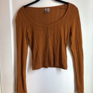 Burnt orange button down crop top